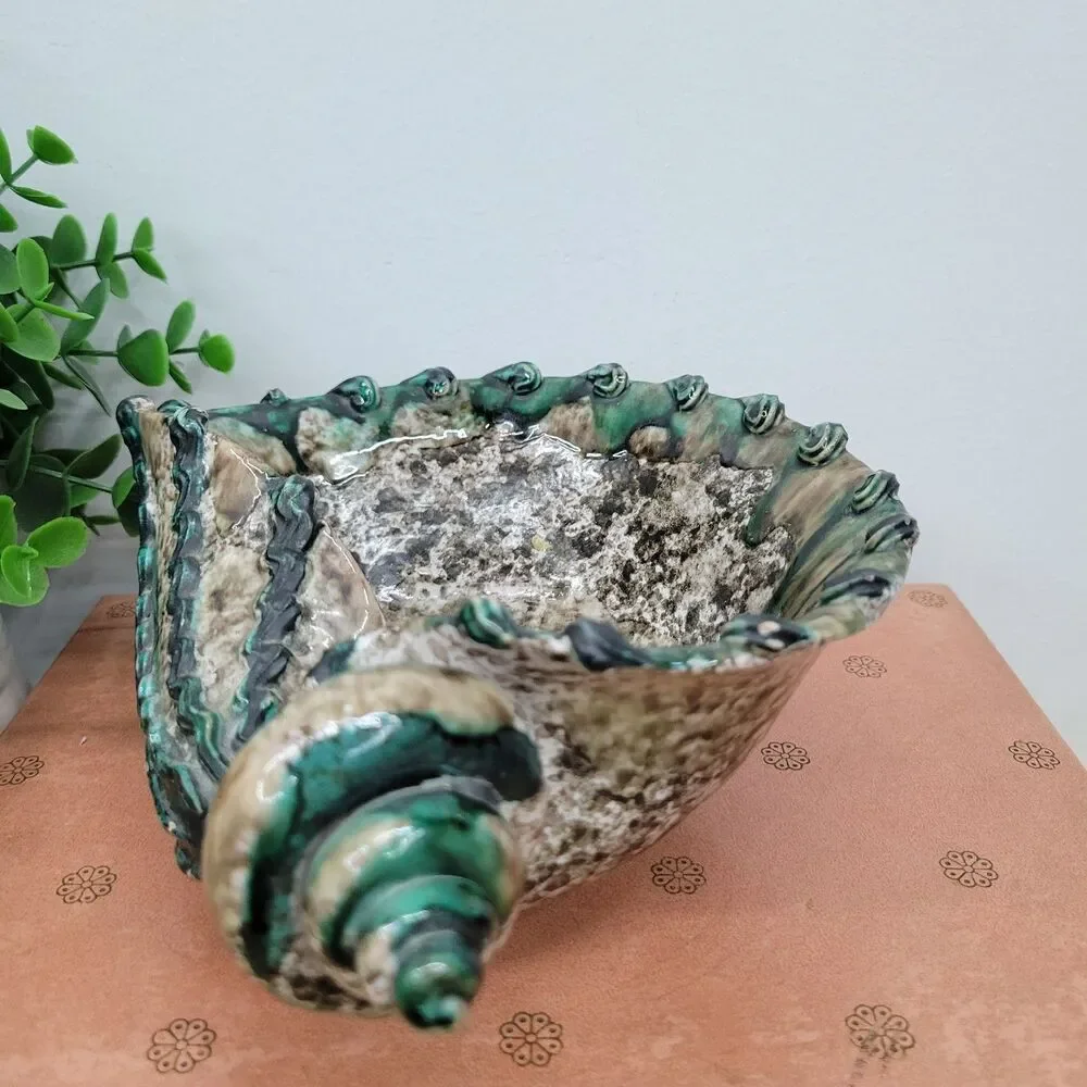 MCM Drip Glaze Italian Pottery Sea Shell Bowl Trinket Dish